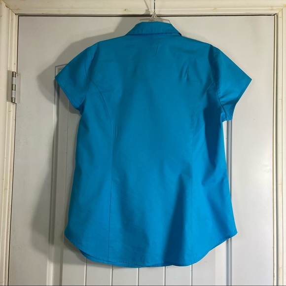 Worthington - Woman’s Button-Down Turquoise Blouse  Sz Medium - Picture 2 of 3